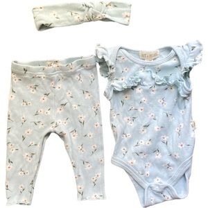 Kit + Pearl 3pc Floral Bodysuit + Pants sz 3-6m